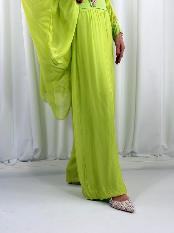 Dune silky palazzo trousers in lime