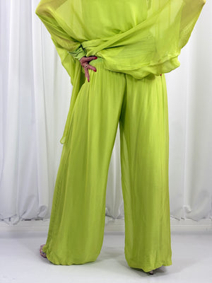 Dune silky palazzo trousers in lime