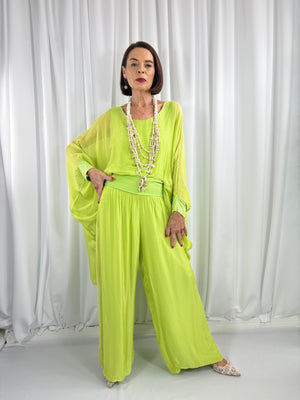 Elizabeth Silky waterfall top in lime