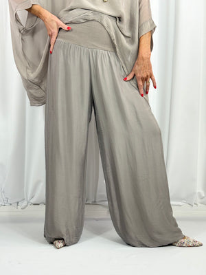 Dune silky palazzo trousers in mocha