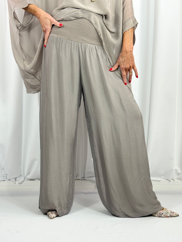 Dune silky palazzo trousers in mocha