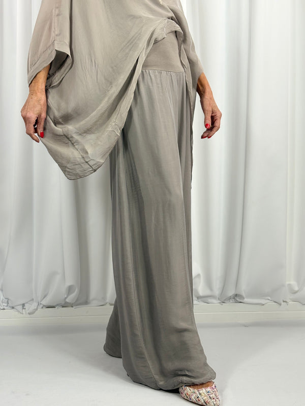 Dune silky palazzo trousers in mocha