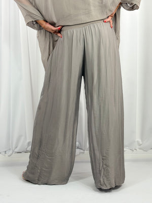Dune silky palazzo trousers in mocha
