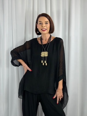 Dune Silky waterfall top in black