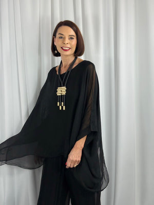 Dune Silky waterfall top in black