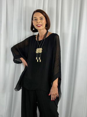 Dune Silky waterfall top in black