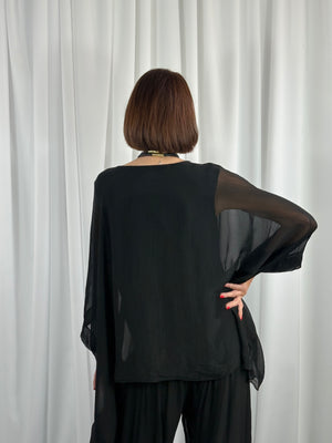 Dune Silky waterfall top in black