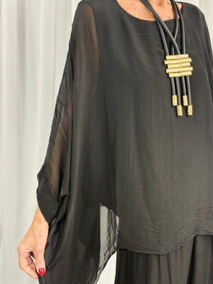 Dune Silky waterfall top in black