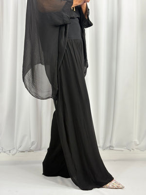 Dune silky palazzo trousers in black