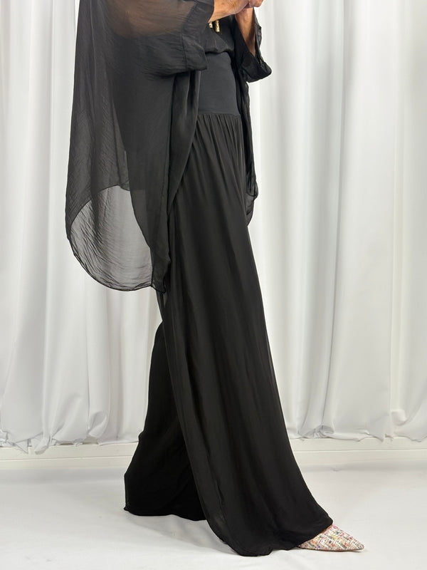 Dune silky palazzo trousers in black