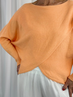Tara fine crossover knitwear in peach