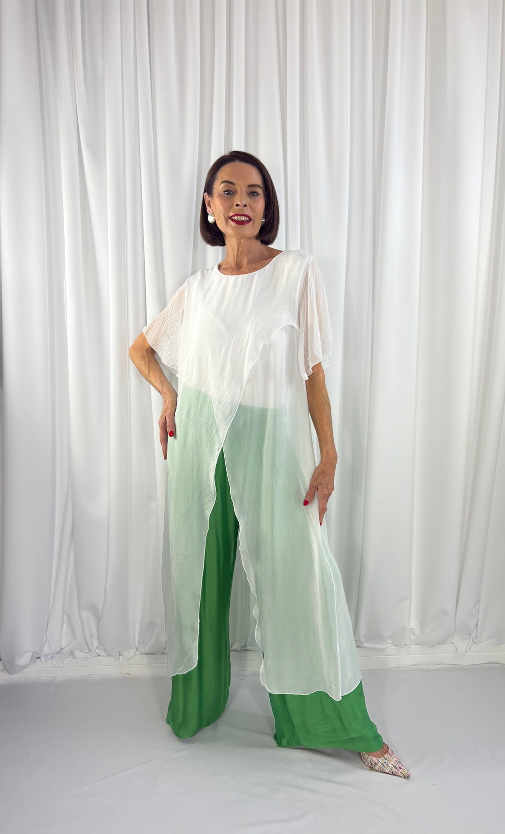 Dune silky palazzo trousers in emerald green - Bond Street Store