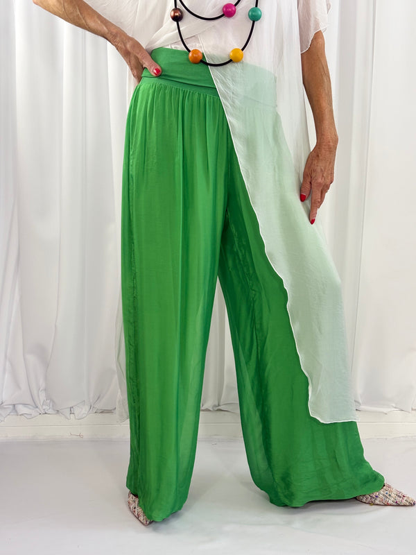 Dune silky palazzo trousers in emerald green - Bond Street Store
