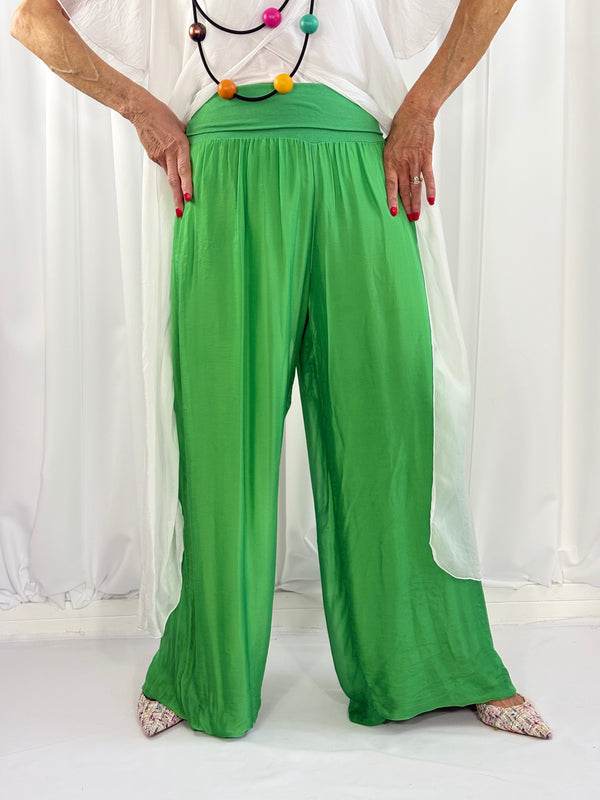 Dune silky palazzo trousers in emerald green - Bond Street Store