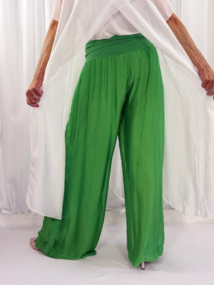 Dune silky palazzo trousers in emerald green - Bond Street Store