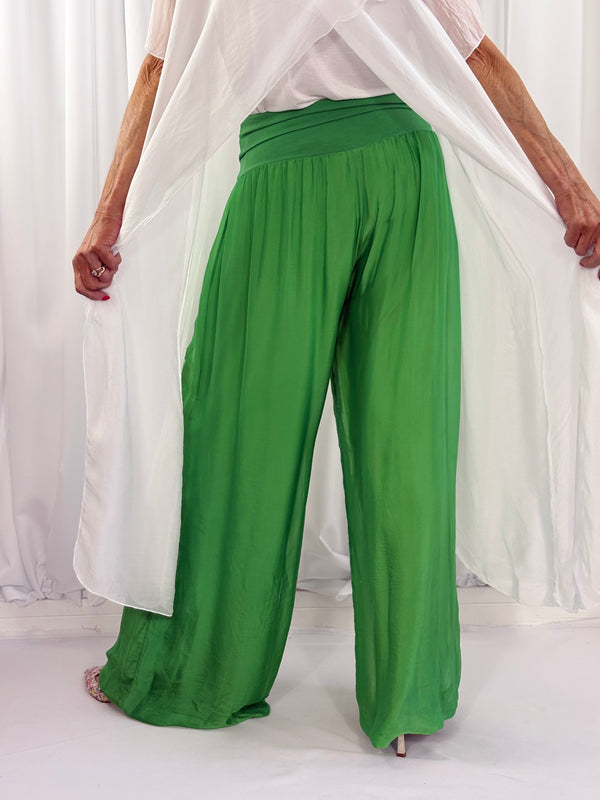 Dune silky palazzo trousers in emerald green - Bond Street Store