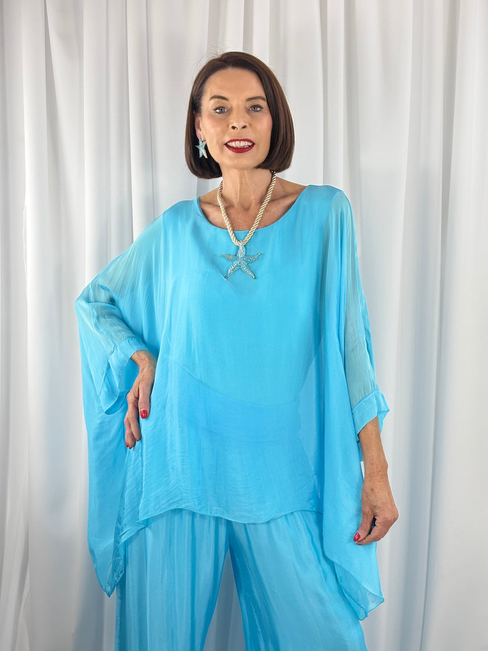 Dune Silky waterfall top in aqua