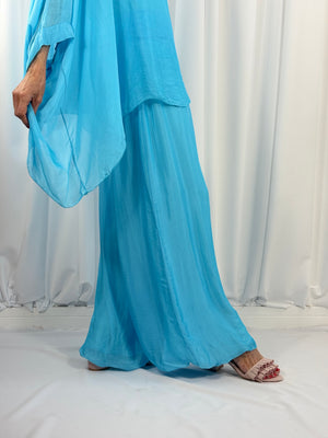 Dune silky palazzo trousers in aqua - Bond Street Store