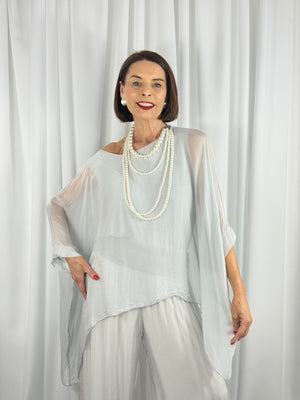Dune Silky waterfall top in silver - Bond Street Store