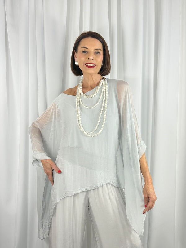 Dune Silky waterfall top in silver - Bond Street Store