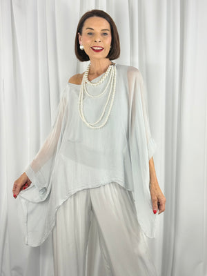 Dune Silky waterfall top in silver - Bond Street Store
