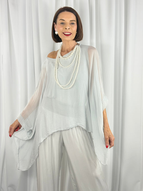 Dune Silky waterfall top in silver - Bond Street Store