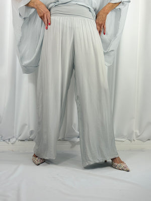 Dune silky palazzo trousers in silver - Bond Street Store