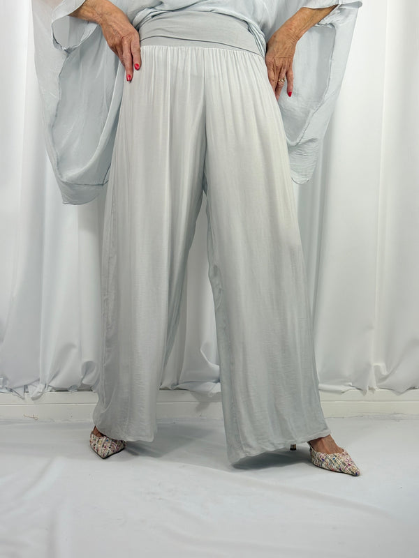 Dune silky palazzo trousers in silver - Bond Street Store