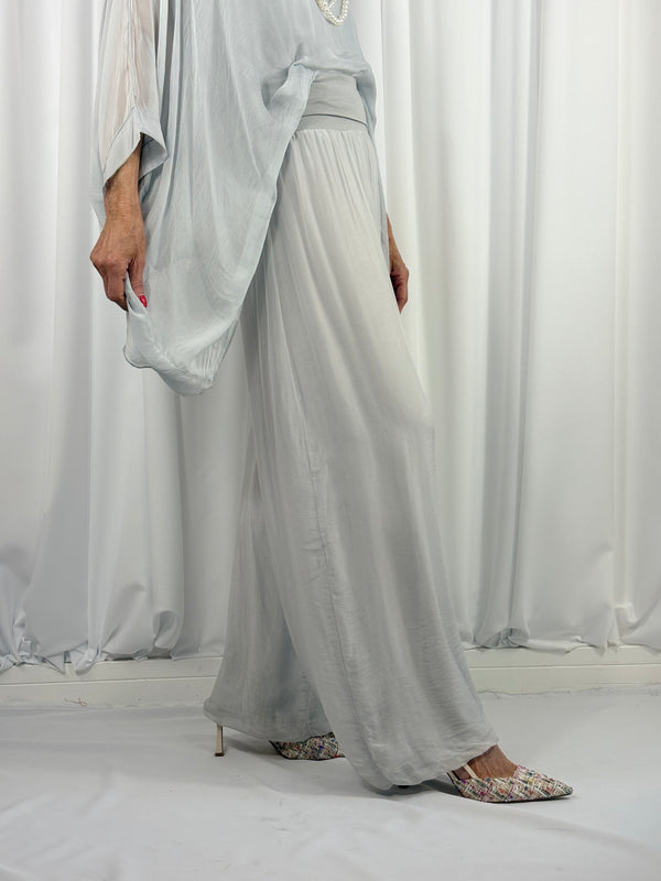 Dune silky palazzo trousers in silver - Bond Street Store