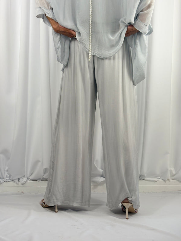 Dune silky palazzo trousers in silver - Bond Street Store