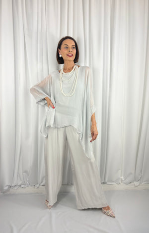 Dune silky palazzo trousers in silver - Bond Street Store