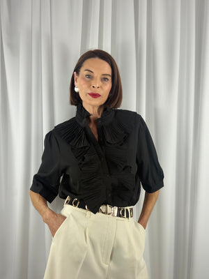 Sylvia short sleeves shirt in black - Bond Street Store