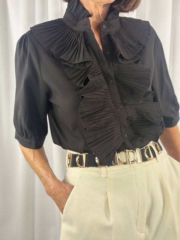 Sylvia short sleeves shirt in black - Bond Street Store