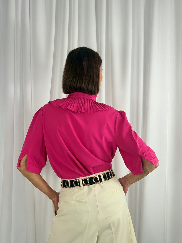 Sylvia short sleeves shirt in cerise pink - Bond Street Store
