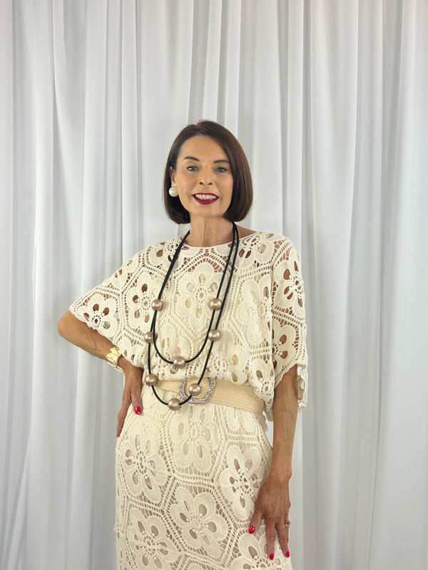 Rafael Crochet suit in cream - PRE ORDER DELIVERY DATE 13 APRIL - Bond Street Store