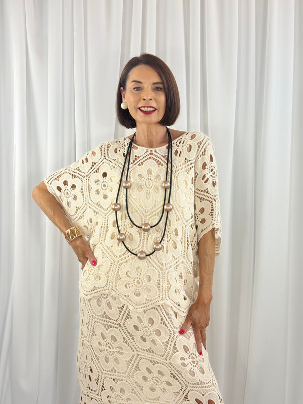 Rafael Crochet suit in cream - PRE ORDER DELIVERY DATE 13 APRIL - Bond Street Store