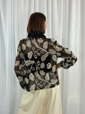 Leon Shirt in black with beige swirl - Bond Street Store