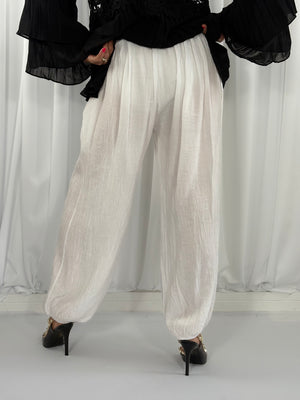 Margarita Balloon Trousers in white - Bond Street Store