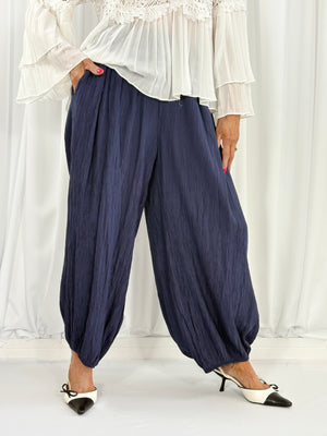 Margarita Balloon Trousers in navy - Bond Street Store