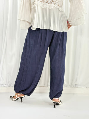 Margarita Balloon Trousers in navy - Bond Street Store