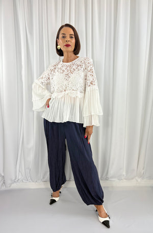 Margarita Balloon Trousers in navy - Bond Street Store
