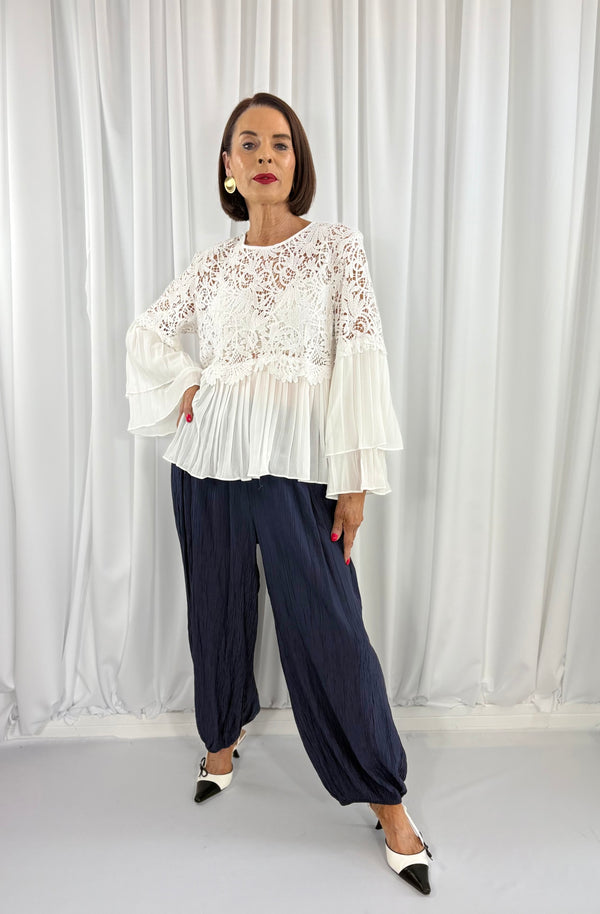 Margarita Balloon Trousers in navy - Bond Street Store