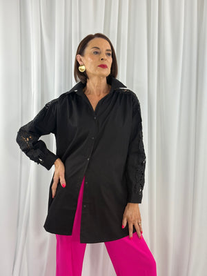 Phyllis embroided Shirt in Black - Bond Street Store