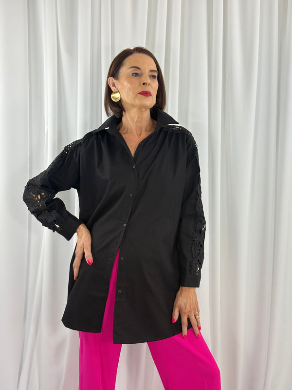 Phyllis embroided Shirt in Black - Bond Street Store