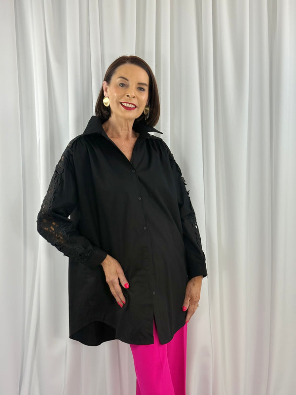 Phyllis embroided Shirt in Black - Bond Street Store