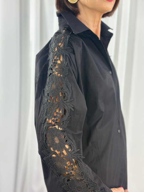 Phyllis embroided Shirt in Black - Bond Street Store