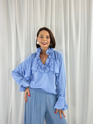 Santorini Top in baby blue - Bond Street Store