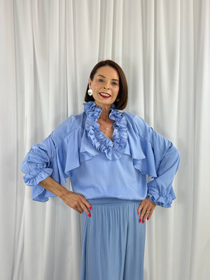 Santorini Top in baby blue - Bond Street Store