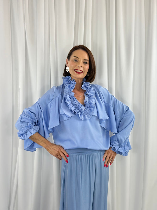 Santorini Top in baby blue - Bond Street Store