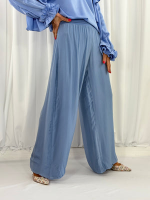 Dune silky palazzo trousers in baby blue - Bond Street Store